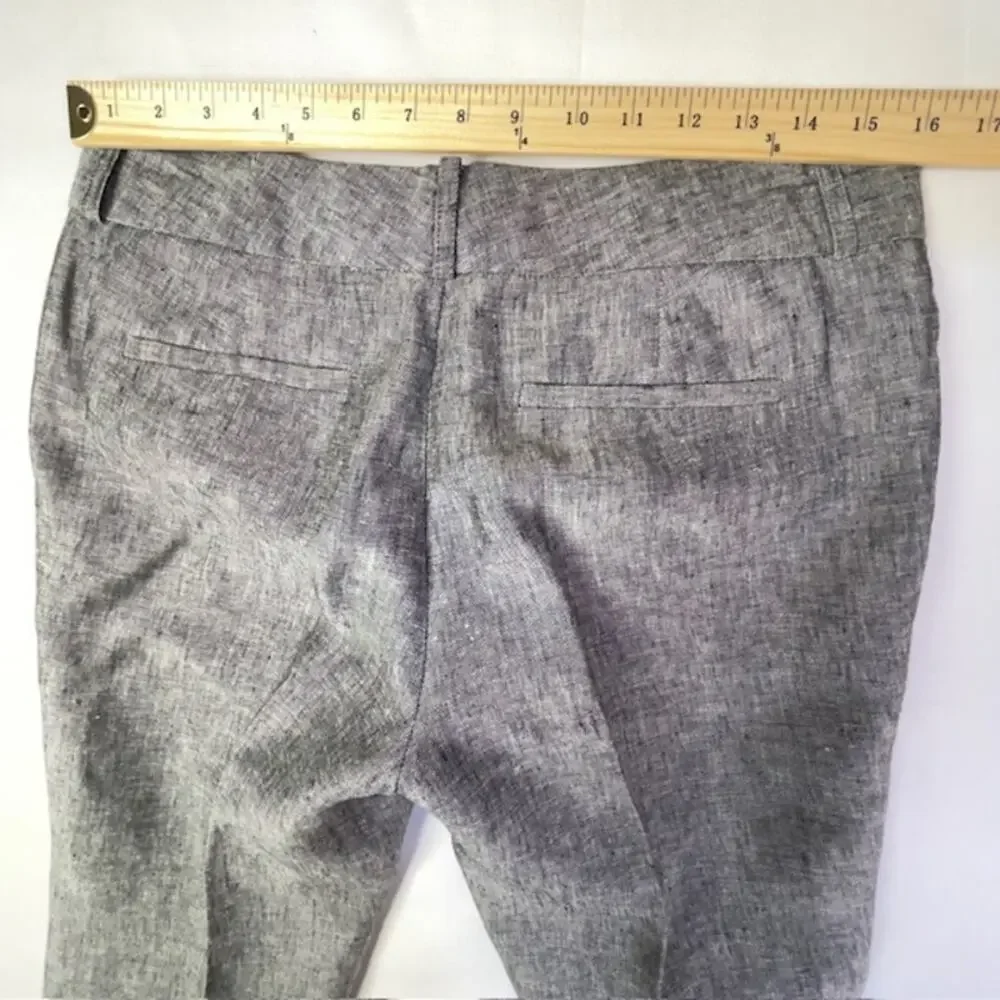 Banana Republic Martin Fit Linen Pants Gray Tailored Career Size 8